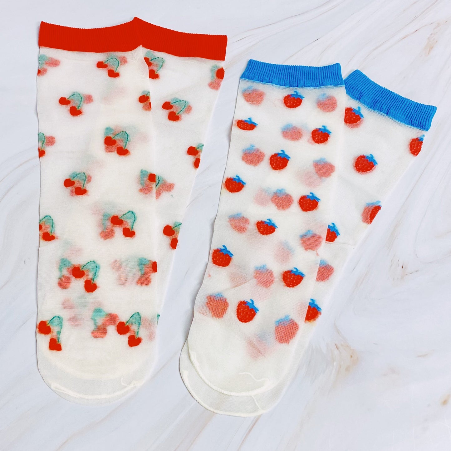 Sweet And Fruity Sheer Socks Set Of 2 Pairs